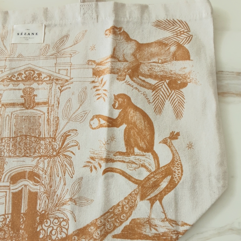 Cream and Orange Tote Bag - Picture 4 of 5